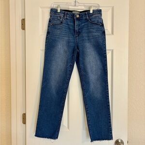 Wit & Wisdom Jeans Women’s Size 8 Stretch Straight Leg Blue Denim Raw Hem